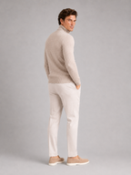Men's cable knit turtleneck sweater – Beige back view – Edward & Lawsen
