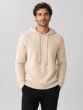 Men's wool hoodie sweater – Beige front view – Edward & Lawsen