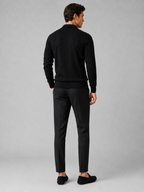 Men's argyle cable knit cardigan – Black back view – Edward & Lawsen
