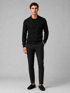 Men's argyle cable knit cardigan – Black full view – Edward & Lawsen