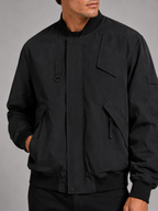 Men's loose fit bomber jacket – Black detail view – Edward & Lawsen
