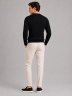 Men's cable knit crew neck sweater – Black back view – Edward & Lawsen