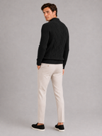 Men's jacquard cable knit mock neck sweater – Black back view – Edward & Lawsen