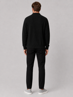 Men's open front cardigan – Black back view – Edward & Lawsen