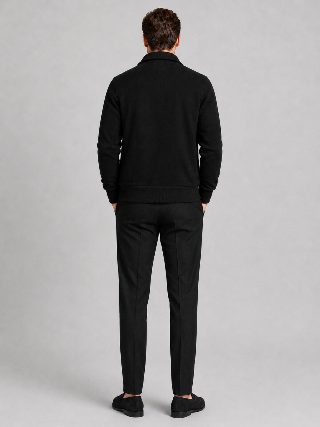 Men's chore jacket – Black back view – Edward & Lawsen