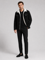 Men's padded corduroy jacket – Black full view – Edward & Lawsen