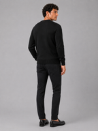 Men's crew neck knit sweater – Black back view – Edward & Lawsen
