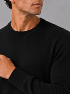 Men's crew neck knit sweater – Black detail view – Edward & Lawsen