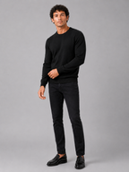 Men's crew neck knit sweater – Black full view – Edward & Lawsen