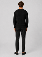 Men's crewneck sweater – Black back view – Edward & Lawsen