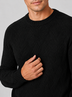 Men's crewneck sweater – Black detail view – Edward & Lawsen