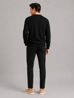 Men's wool crewneck sweater – Black back view – Edward & Lawsen