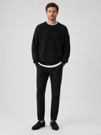 Men's crew neck sweater – Black full view – Edward & Lawsen