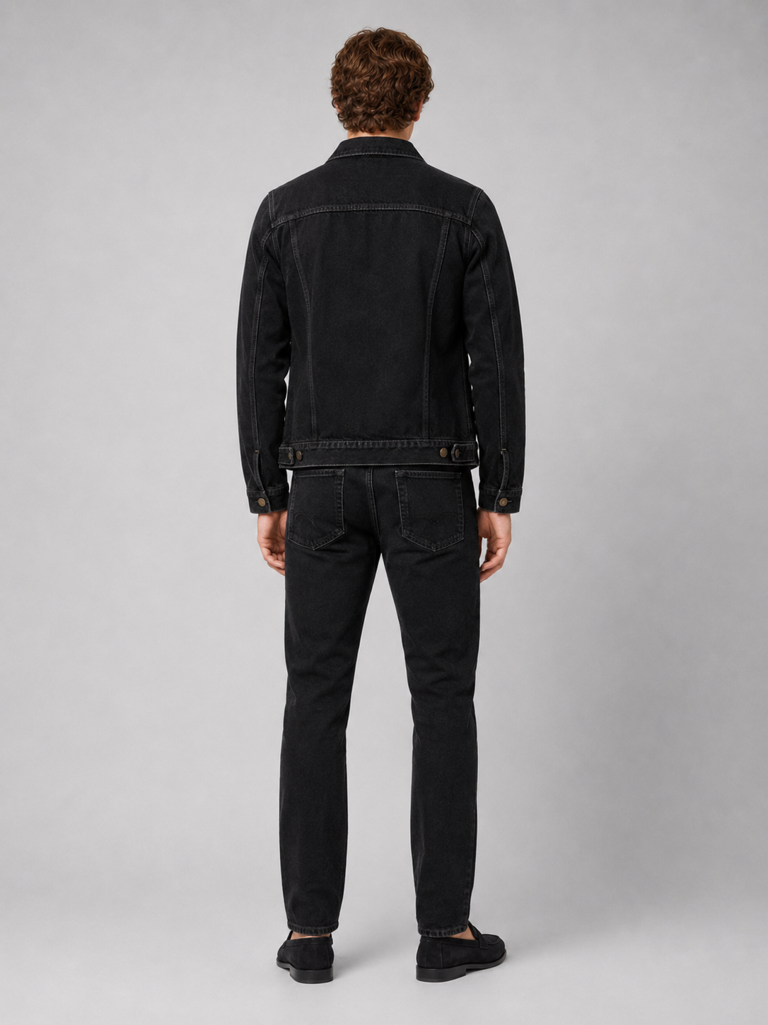Men's denim jacket – Black back view – Edward & Lawsen