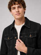 Men's denim jacket – Black detail view – Edward & Lawsen