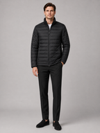 Men's puffer jacket – Black full view – Edward & Lawsen