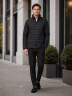 Men's puffer jacket – Black lifestyle view – Edward & Lawsen