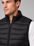 Men's ultralight puffer vest – Black detail view – Edward & Lawsen