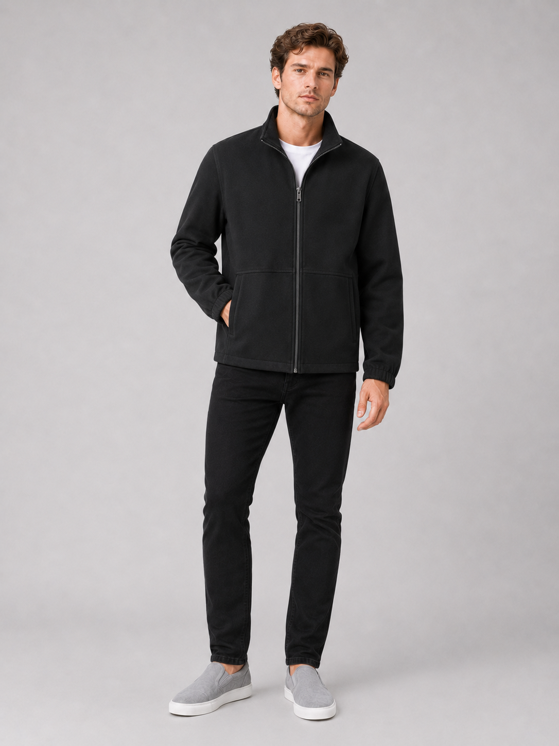 Men's workwear jacket – Black full view – Edward & Lawsen