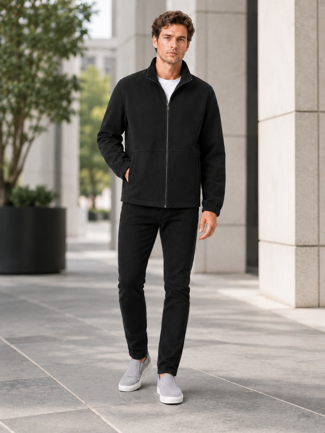 Men's workwear jacket – Black lifestyle view – Edward & Lawsen