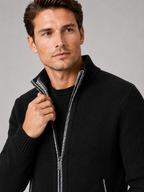 Men's fleece cardigan – Black detail view – Edward & Lawsen