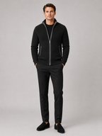 Men's fleece cardigan – Black full view – Edward & Lawsen