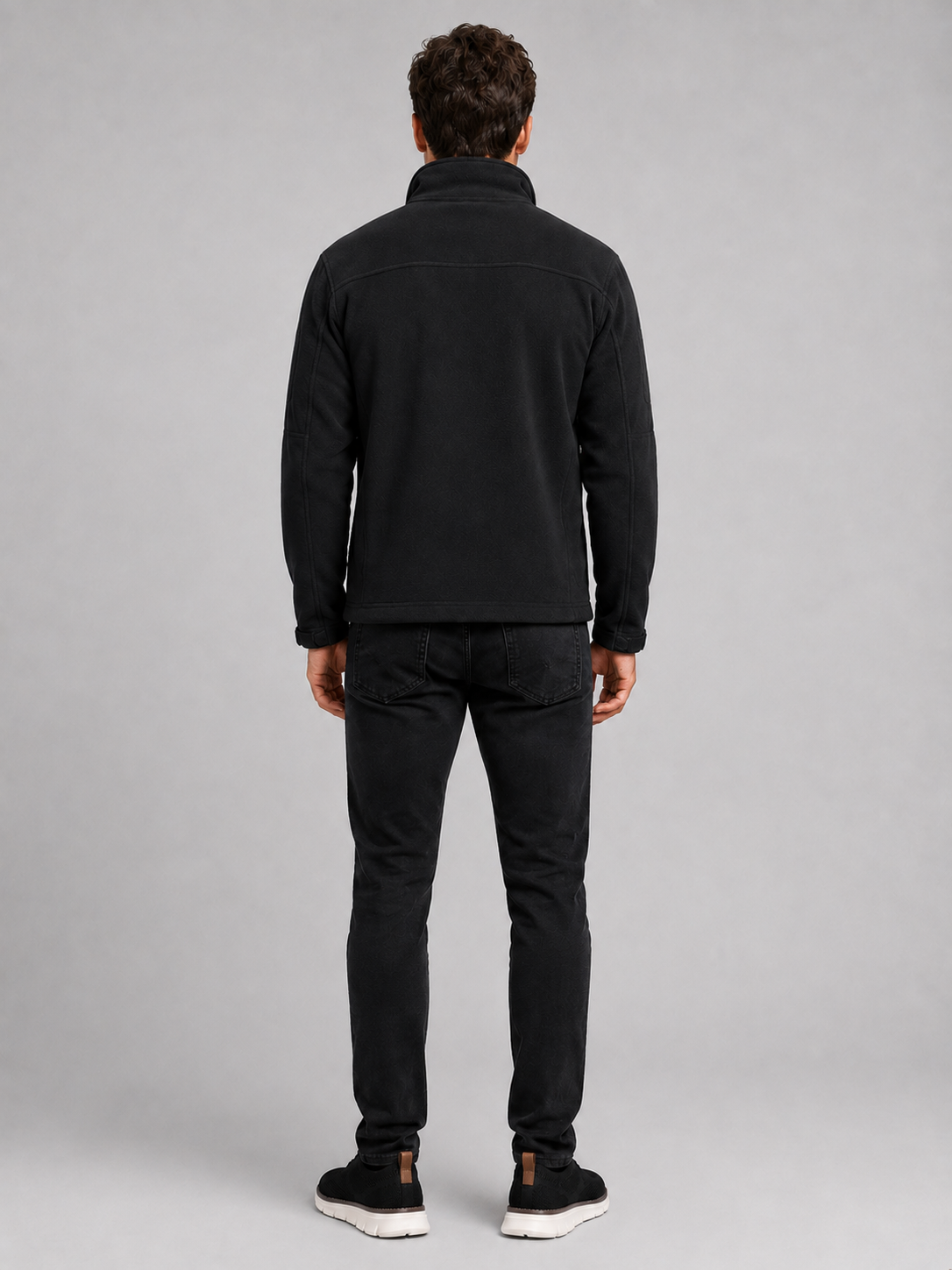 Men's fleece jacket – Black back view – Edward & Lawsen