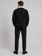 Men's fleece-lined denim jacket – Black back view – Edward & Lawsen