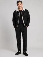 Men's fleece-lined denim jacket – Black full view – Edward & Lawsen