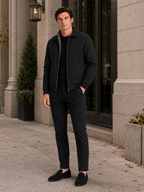 Men's fleece-lined jacket – Black lifestyle view – Edward & Lawsen