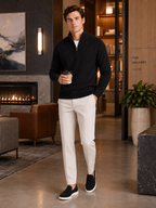 Men's half zip sweater – Black lifestyle view – Edward & Lawsen
