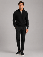 Men's half zip sweater – Black full view – Edward & Lawsen