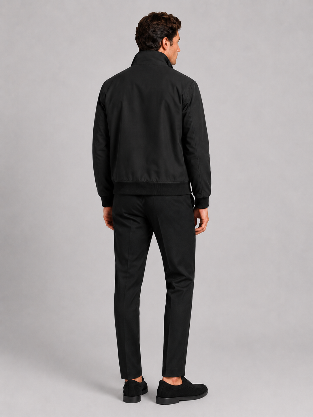 Men's Harrington jacket – Black back view – Edward & Lawsen
