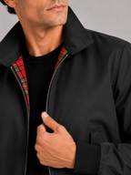 Men's Harrington jacket – Black detail view – Edward & Lawsen