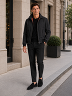 Men's Harrington jacket – Black lifestyle view – Edward & Lawsen