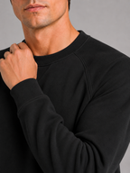 Men's heavyweight crewneck sweater – Black detail view – Edward & Lawsen