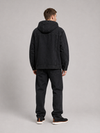 Men's hooded denim jacket – Black back view – Edward & Lawsen