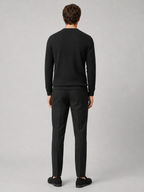 Men's jacquard crew neck sweater – Black back view – Edward & Lawsen
