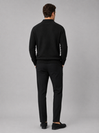 Men's Johnny collar sweater – Black back view – Edward & Lawsen