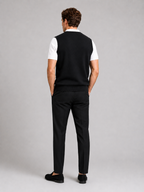 Men's knit sweater vest – Black back view – Edward & Lawsen