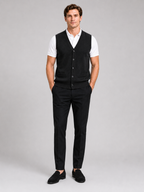 Men's knit sweater vest – Black full view – Edward & Lawsen
