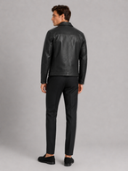 Men's leather flight jacket – Black back view – Edward & Lawsen