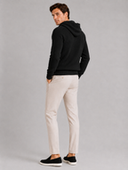 Men's merino wool zip hoodie cardigan – Black back view – Edward & Lawsen