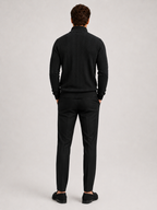 Men's jacquard quarter-zip sweater – Black back view – Edward & Lawsen