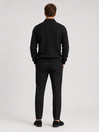 Men's quarter-zip turn-down collar sweater – Black back view – Edward & Lawsen