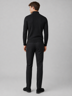 Men's quarter zip mock neck sweater – Black back view – Edward & Lawsen