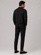 Men's quarter zip polo sweater – Black back view – Edward & Lawsen