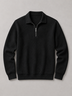 Men's quarter zip polo sweater – Black product view – Edward & Lawsen