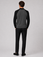Men's quarter zip polo sweater – Black back view – Edward & Lawsen