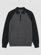 Men's quarter zip polo sweater – Black product view – Edward & Lawsen